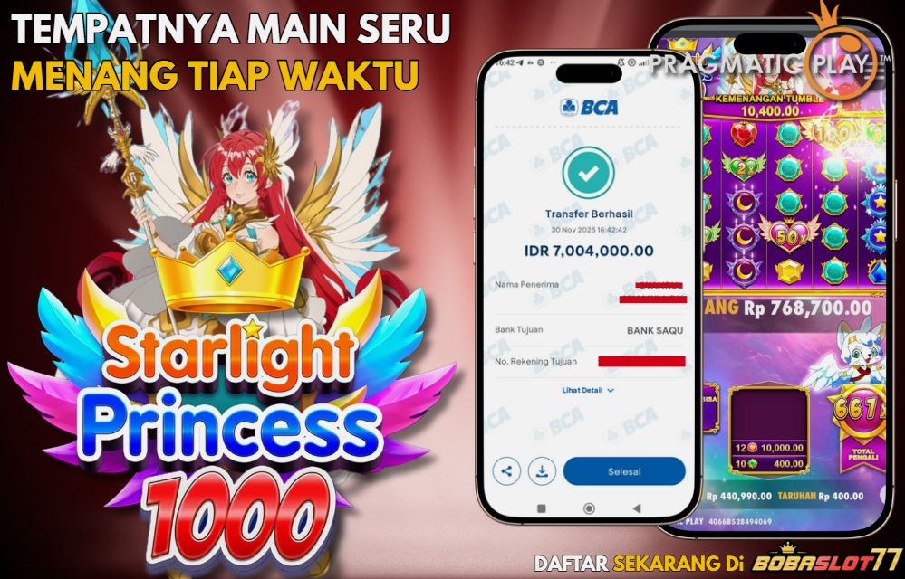 Selamat kepada user id : wol*****77 Wede Rp 7.002.000 di Game STARLIGHT PRINCESS 1000 PRAGMATIC PLAY Cair Gk Sampe 1 Menit! Menang Mudah di Bobaslot77